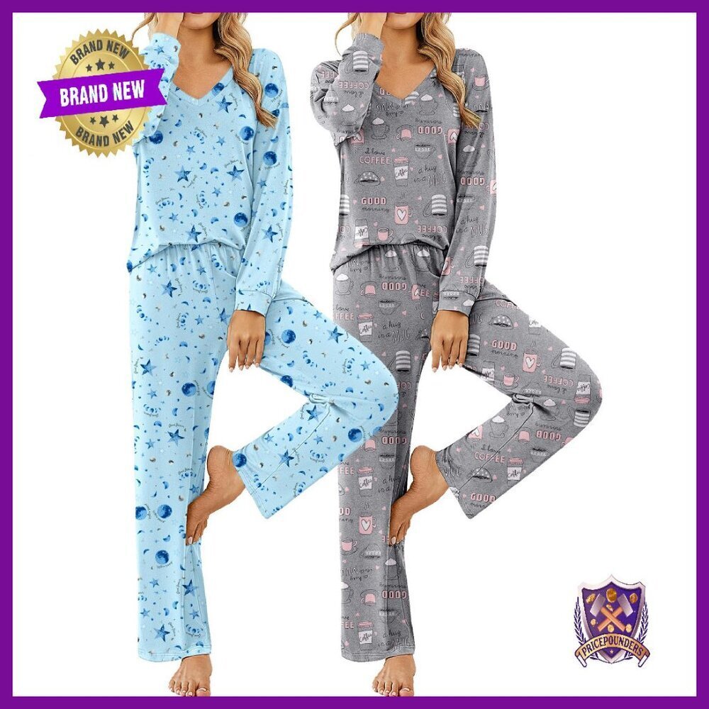 Soft Long Sleeve Pajama Set with Pockets, 2-Pack Loungewear
